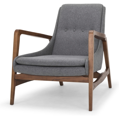 Enzo Accent Chair in Shale Grey Fabric on Walnut Finish Ash Frame